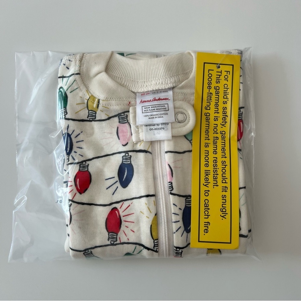 Hanna Andersson Pajamas Holiday Lights Footed Zip Sleeper 3-6M 60cm Christmas - Picture 2 of 4
